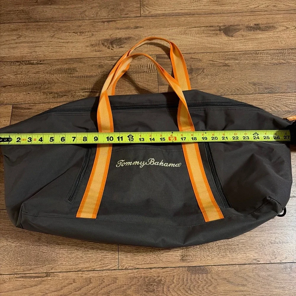 Tommy Bahama Duffel Bag Unisex Large Brown Orange Travel Weekender Good Canvas